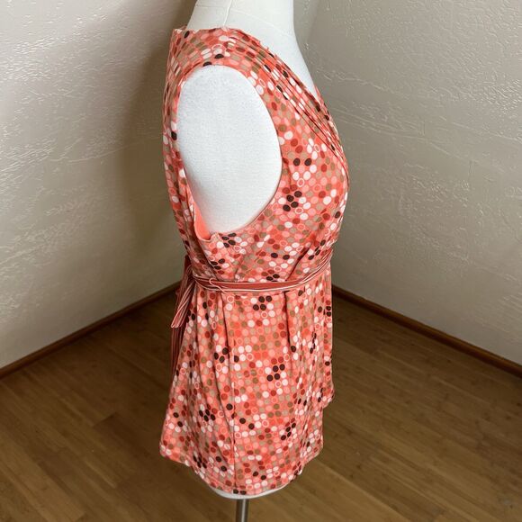 Vintage Merona Wrap Top Womens XL Orange Polka Dot Mesh Tie Back Y2k Retro - Picture 6 of 9
